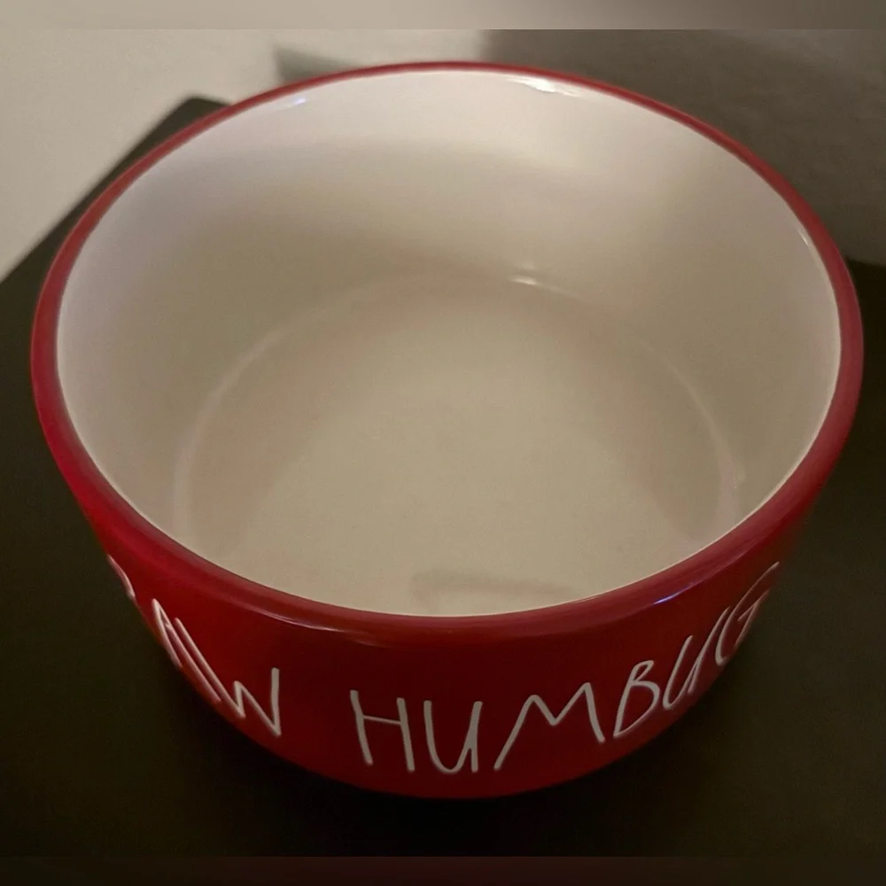 Rae Dunn “PAW HUMBUG” Pet Bowl | Magenta | Holiday Dog Dish